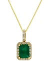 Effy Collection Brasilica By Effy Emerald (1-3/8 Ct. T.w.) And Diamond (1/4 Ct. T.w.) Pendant Necklace In 14k Gold O In Emerald/yellow Gold
