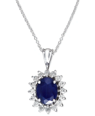 Effy Collection Royalty Inspired By Effy Sapphire (1-9/10 Ct. T.w.) And Diamond (3/8 Ct. T.w.) Oval Pendant In 14k W