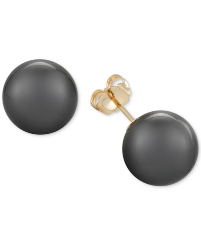 Macy's Cultured Tahitian Pearl Stud Earrings (11mm) In 14k Gold In Yellow Gold