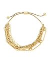 Sterling Forever Layered Chain Bolo Bracelet In K Gold Plated