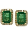 Effy Collection Brasilica By Effy Emerald (1-9/10 Ct. T.w.) And Diamond (1/4 Ct. T.w.) Stud Earrings In 14k Gold, Cr In Yellow Gold