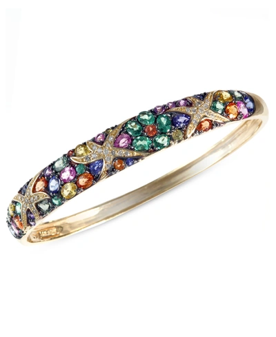 Effy Collection Watercolors By Effy Multicolor Sapphire (7-5/8 Ct. T.w.) And Diamond (1/4 Ct. T.w.) Starfish Bangle In No Color