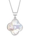 Macy's Mother-of-pearl Clover 18" Pendant Necklace In Sterling Silver In Silver