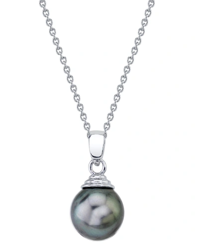 Macy's Cultured Tahitian Pearl (10mm) 18" Pendant Necklace In Sterling Silver