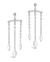Sterling Forever Rhodium Plated 9mm Pearl Resin Chandelier Drop Earrings In Silver