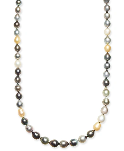 Macy's Multi-pearl (8-11mm) Graduated Strand 35-36" Necklace In Silver