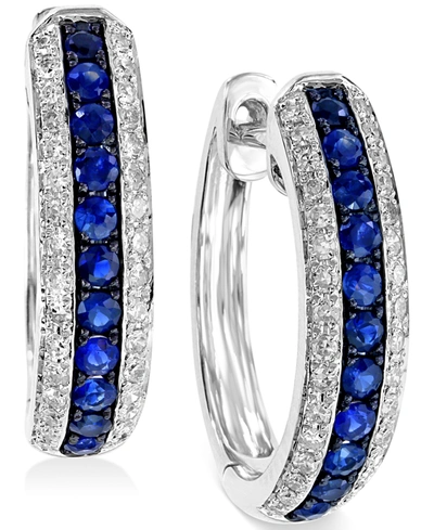 Effy Collection Effy Sapphire (1/3 Ct. T.w.) And Diamond (1/4 Ct. T.w.) Hoop Earrings In 14k White Gold, Created For In No Color