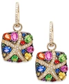 Effy Collection Watercolors By Effy Multicolor Sapphire (3-1/3 Ct. T.w.) And Diamond (1/4 Ct. T.w.) Starfish Earring In No Color