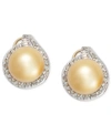 Macy's Pearl Earrings, 14k Gold Golden South Sea Pearl (11mm) And Diamond (3/4 Ct. T.w.) Stud Earrings