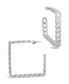 Sterling Forever Women's Square Cuban Link Hoop Earrings In Silver