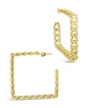 Sterling Forever Women's Square Cuban Link Hoop Earrings In K Gold Plated