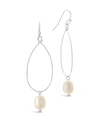 Sterling Forever Rhodium Plated 10mm Pearl Teardrop Dangle Earrings In Silver
