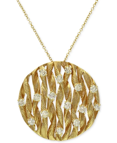 Effy Collection D'oro By Effy Diamond Textured Circle Pendant (3/4 Ct. T.w.) In 14k Gold In Yellow Gold