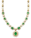 Effy Collection Royalty Inspired By Effy Saphhire (4-3/8 Ct. T.w.) And Diamond (1-2/3 Ct. T.w.) Necklace In 14k Whit In Emerald/yellow Gold