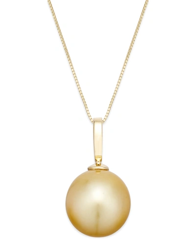 Macy's Cultured Golden South Sea Pearl Pendant Necklace (12mm) In 14k Gold In Yellow Gold