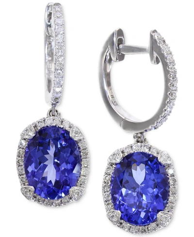 Effy Collection Effy Tanzanite (3-3/8 Ct. T.w.) And Diamond (1/3 Ct. T.w.) Hoop Earrings In 14k White Gold, Created In No Color