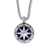 EFFY COLLECTION EFFY MEN'S LAPIS LAZULI (14-1/2MM) COMPASS 22" PENDANT NECKLACE IN STERLING SILVER