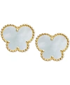 Effy Collection Effy Mother-of-pearl Butterfly Stud Earrings In 14k Gold In Gold