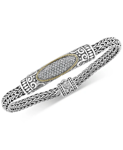 Effy Collection Effy Diamond Cluster Woven Link Bracelet (1/3 Ct. T.w.) In Sterling Silver & 18k Gold In Sterling Silver  Yellow Gold