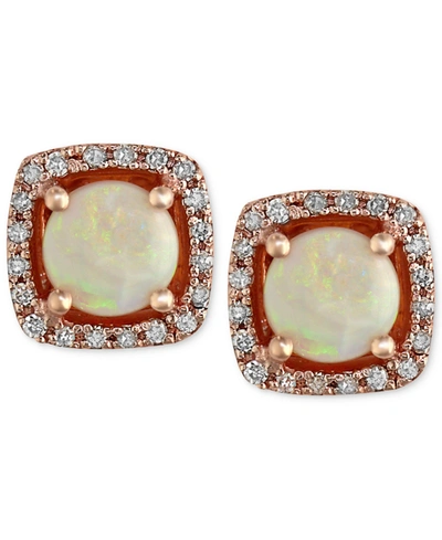 Effy Collection Aurora By Effy Opal (3/4 Ct. T.w.) And Diamond (1/8 Ct. T.w.) Stud Earrings In 14k Rose Gold