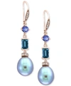 Effy Collection Effy Blue Cultured Freshwater Pearl (12 X 10mm), Multi-gemstone (1-3/4 Ct. T.w.) & Diamond (1/8 Ct. In Rose Gold