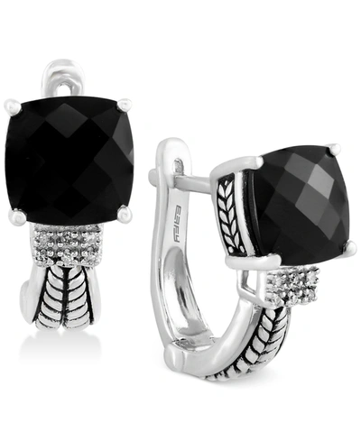 Effy Collection Effy Black Onyx (3-1/2 Ct. T.w.) And Diamond Accent Earrings In Sterling Silver