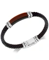 Effy Collection Effy Men's Tiger's Eye Brown Leather Bracelet In Sterling Silver In Silver