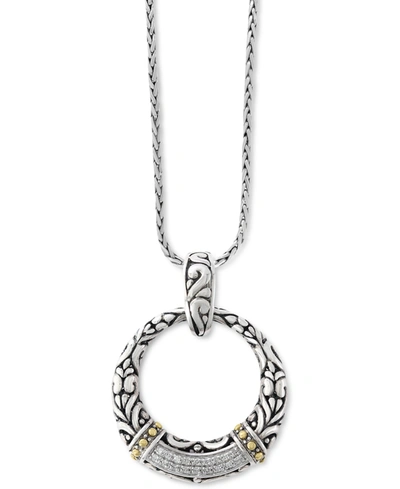 Effy Collection Effy Diamond Filigree Circle 18" Pendant Necklace (7/8 Ct. T.w.) In Sterling Silver & 18k Gold In Sterling Silver  Yellow Gold