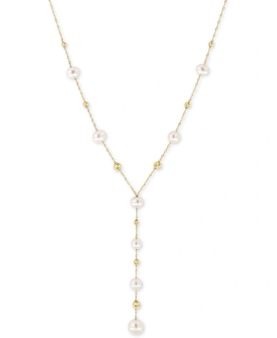 Effy Collection Effy Cultured Freshwater Pearl (5, 6, & 7mm) Lariat Necklace In 14k Gold In Yellow Gold