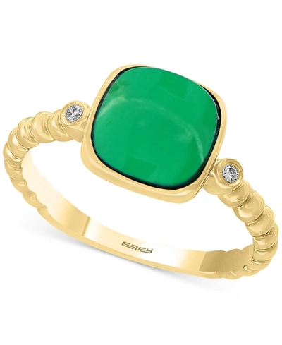 Effy Collection Effy Dyed Green Jade (8mm) & Diamond Accent Ring In 14k Gold In K Yellow Gold