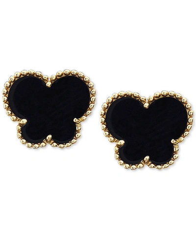 Effy Collection Effy Onyx (9 X 7 Mm) Butterfly Stud Earrings In 14k Gold