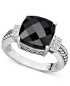 Effy Collection Balissima By Effy Onyx (10 X 10mm) And Diamond Accent In Sterling Silver In Silver