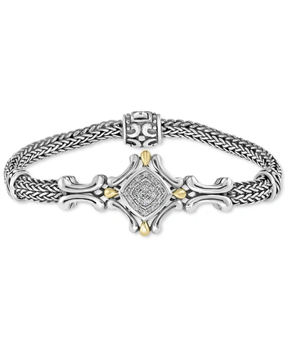 Effy Collection Effy Diamond Cluster Antique-look Bracelet (1/10 Ct. T.w.) In Sterling Silver & 18k Gold In Sterling Silver  K Gold