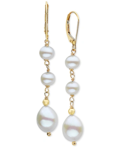 Effy Collection Effy Cultured Freshwater Pearl (5-1/2 & 8mm) Drop Earrings In 14k Gold