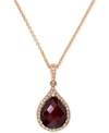 EFFY COLLECTION MERLOT BY EFFY GARNET (4-1/5 CT. T.W.) AND DIAMOND (1/8 CT. T.W.) PEAR PENDANT IN 14K ROSE GOLD