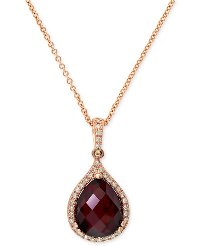 Effy Collection Merlot By Effy Garnet (4-1/5 Ct. T.w.) And Diamond (1/8 Ct. T.w.) Pear Pendant In 14k Rose Gold