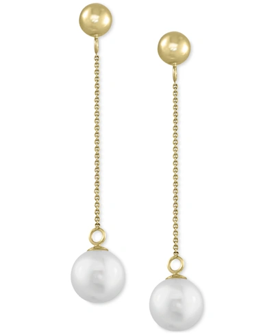 Effy Collection Effy Cultured Freshwater Pearl (7mm) Drop Earrings In 14k Gold In Yellow Gold