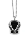 Effy Collection Effy Men's Onyx (31 X 20mm) Eagle Pendant Necklace In Sterling Silver In Silver