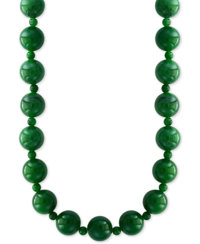 Effy Collection Effy Dyed Green Jade (4 & 10mm) Bead 20" Statement Necklace In Yellow Gold