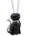 EFFY COLLECTION EFFY ONYX (19 X 10MM) & DIAMOND (1/10 CT. T.W.) 18" PENDANT NECKLACE IN 14K WHITE GOLD