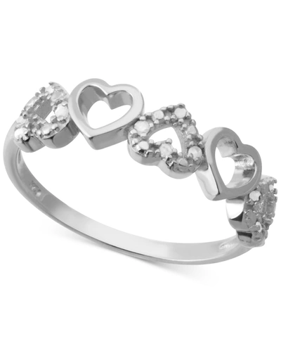 Macy's Diamond Open Heart Ring (1/10 Ct. T.w.) In Sterling Silver