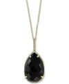 Effy Collection Effy Onyx (22 X 15mm) & Diamond (1/8 Ct. T.w.) 18" Pendant Necklace In 14k Gold In Yellow Gold