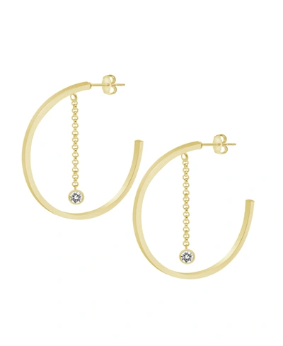 Essentials Cubic Zirconia Drop In C Hoop Earring In Gold Plated