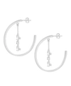 ESSENTIALS MUTLI SHAPE CUBIC ZIRCONIA DROP DANGLE C HOOP EARRING IN SILVER PLATE