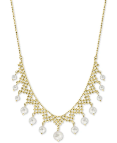 Effy Collection Effy Cultured Freshwater Pearl (4-1/2, 6 & 8-1/2mm) Statement 18" Necklace In 18k Gold-plated Sterli In Gold Over Silver