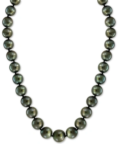 Effy Collection Effy Cultured Black Tahitian Pearl (10mm) 18" Collar Necklace In White Gold