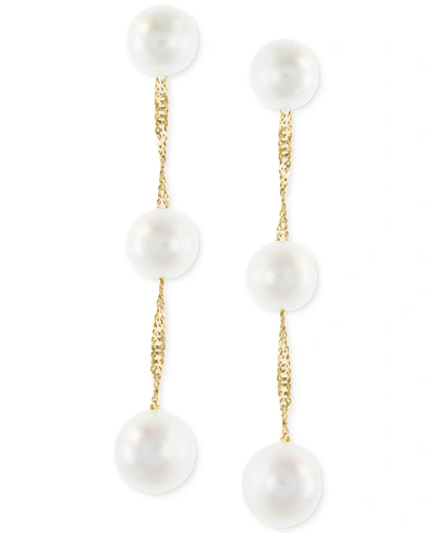 Effy Collection Effy Cultured Freshwater Pearl Triple Drop Earrings In 14k Yellow, White Or Rose Gold (5mm) In Yellow Gold