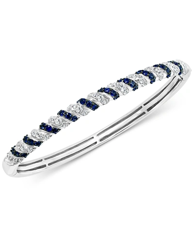 Effy Collection Effy Sapphire (1 Ct. T.w.) & White Sapphire (1-3/4 Ct. T.w.) Bangle Bracelet In Sterling Silver In Blue