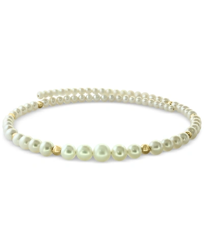 Effy Collection Effy Cultured Freshwater Pearl (4-9mm) & Gold Bead Flexible Choker Necklace In 14k Gold In Yellow Gol