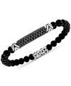 Effy Collection Effy Men's Onyx (6mm) Bead & Black Spinel Bracelet In Sterling Silver In Silver